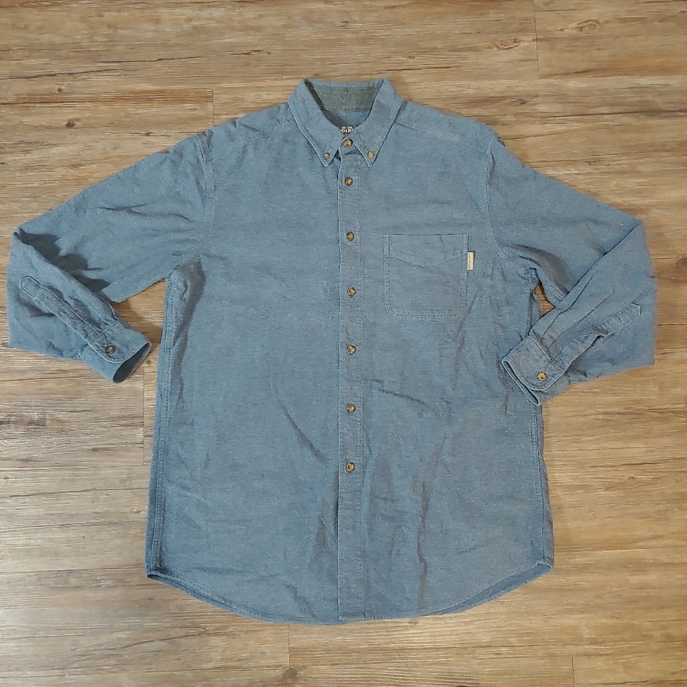 Woolrich men's button up shirt midnight blue heather Sz L